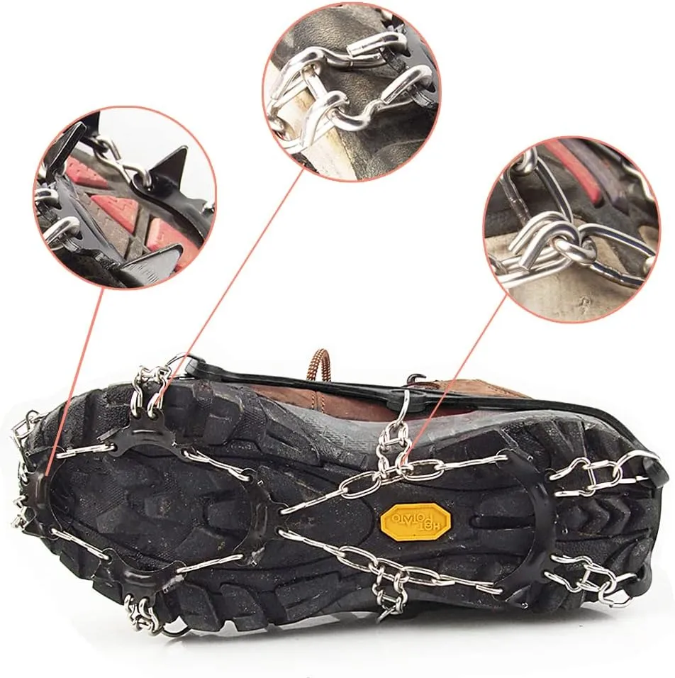 11 Spikes Kids Crampons for Hiking Boots Ice Cleats 11 Teeth Anti Slip Crampons Hiking Climbing Walking Shoes Toddler-Preschool-Gradeschooler-Teens