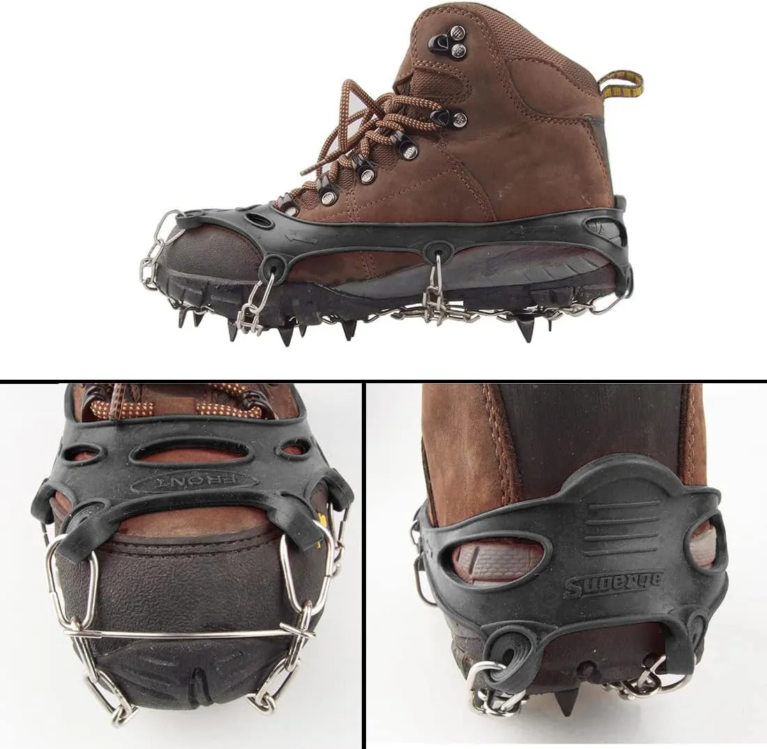 11 Spikes Kids Crampons for Hiking Boots Ice Cleats 11 Teeth Anti Slip Crampons Hiking Climbing Walking Shoes Toddler-Preschool-Gradeschooler-Teens
