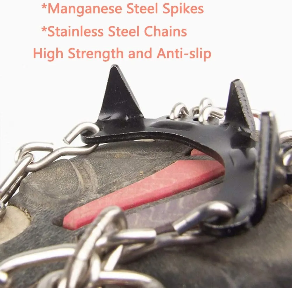 11 Spikes Kids Crampons for Hiking Boots Ice Cleats 11 Teeth Anti Slip Crampons Hiking Climbing Walking Shoes Toddler-Preschool-Gradeschooler-Teens