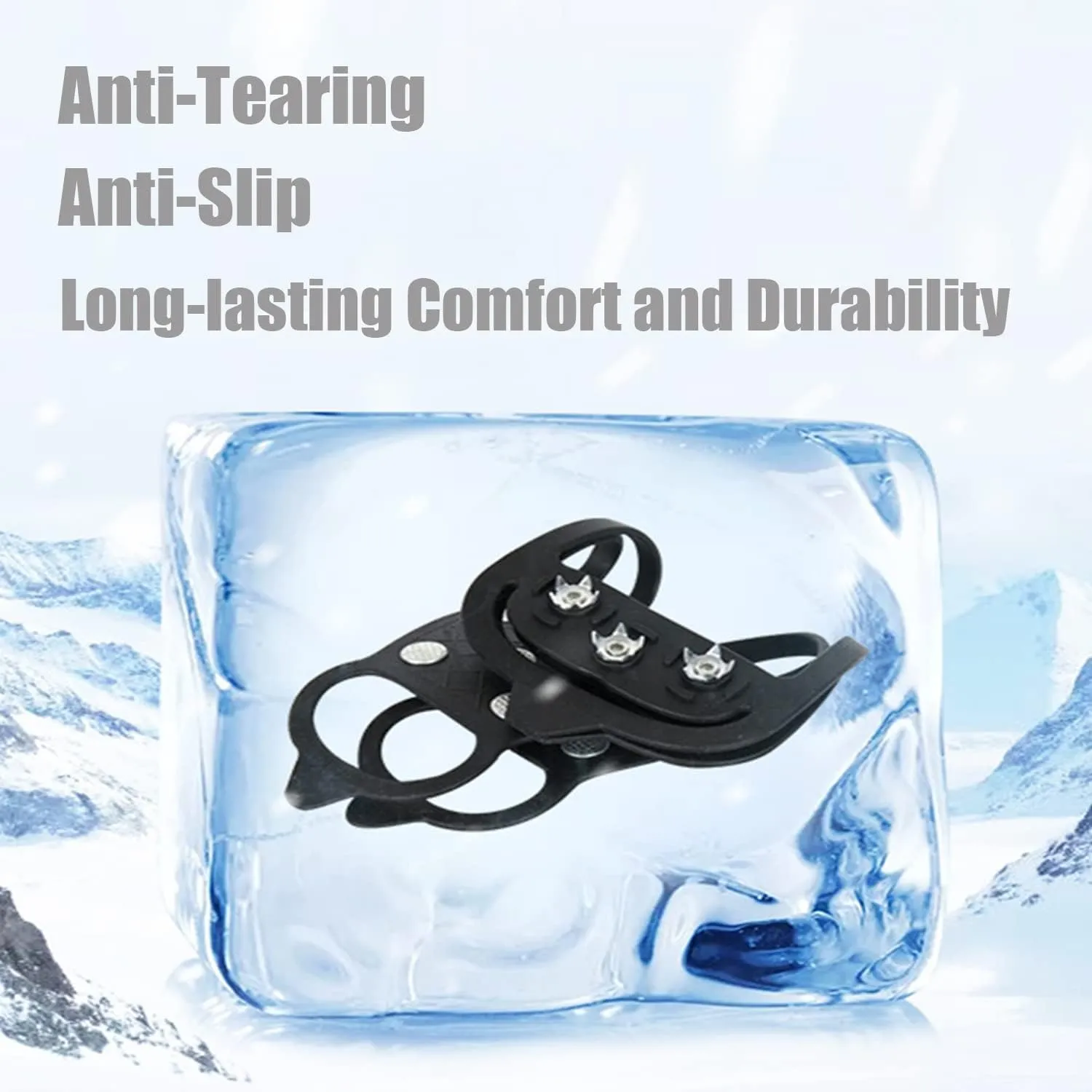 2 Pair Universal Non Slip Ice Gripper Spikes,8 Steel Ice Grips Snow Grippers,Durable Ice Traction Cleats for Shoes & Boot