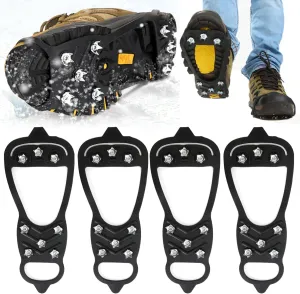 2 Pair Universal Non Slip Ice Gripper Spikes,8 Steel Ice Grips Snow Grippers,Durable Ice Traction Cleats for Shoes & Boot