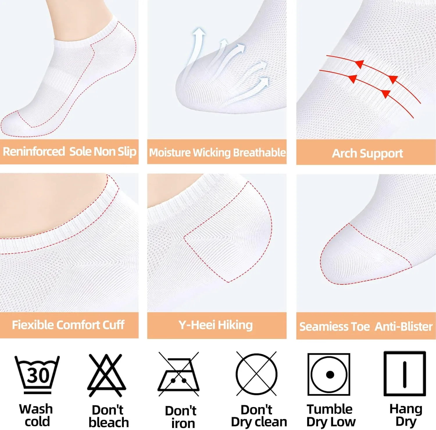 8 Pairs Ankle Socks Women's and Men - Soft Thin Cotton Athletic Running Low Cut No Show Summer Socks