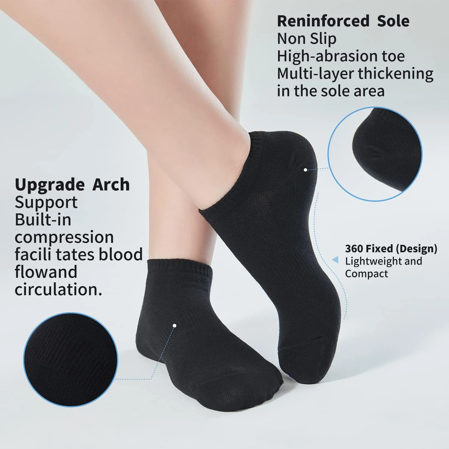 8 Pairs Ankle Socks Women's and Men - Soft Thin Cotton Athletic Running Low Cut No Show Summer Socks