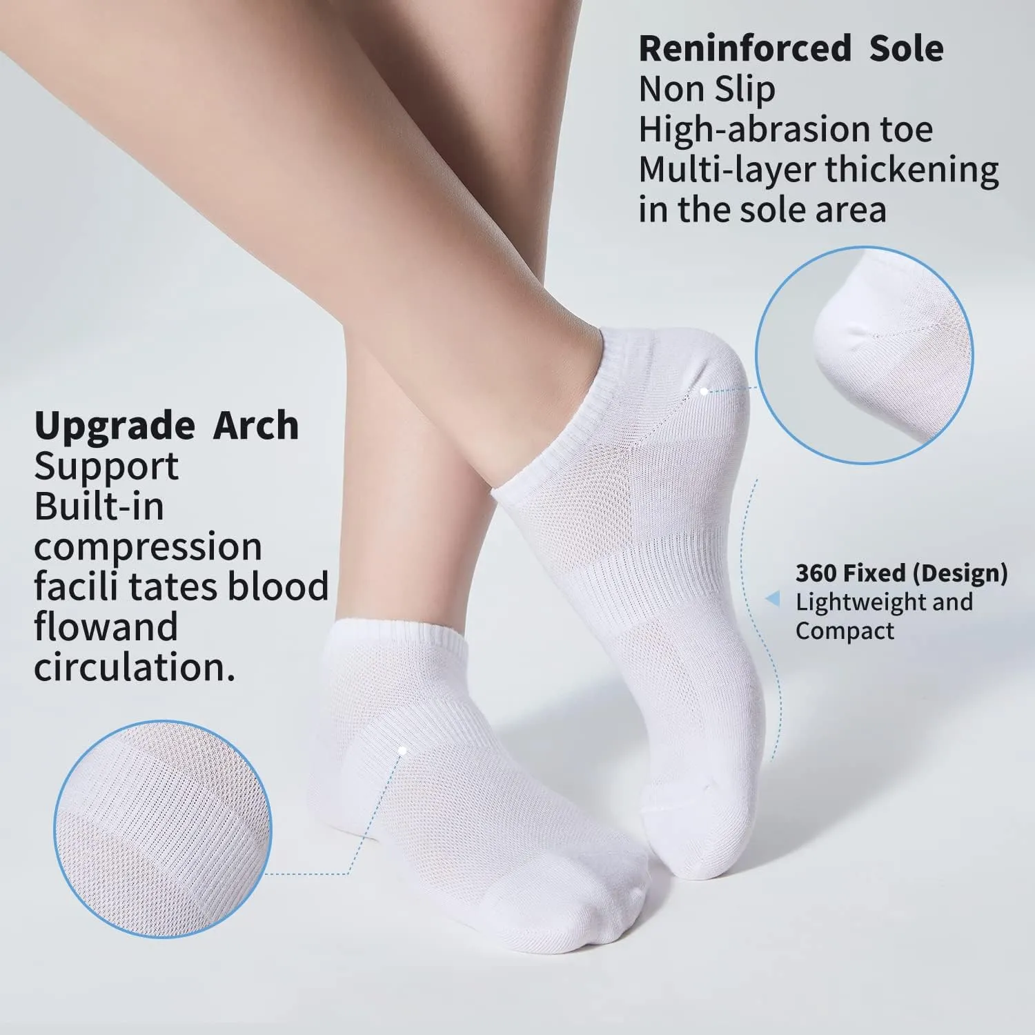 8 Pairs Ankle Socks Women's and Men - Soft Thin Cotton Athletic Running Low Cut No Show Summer Socks
