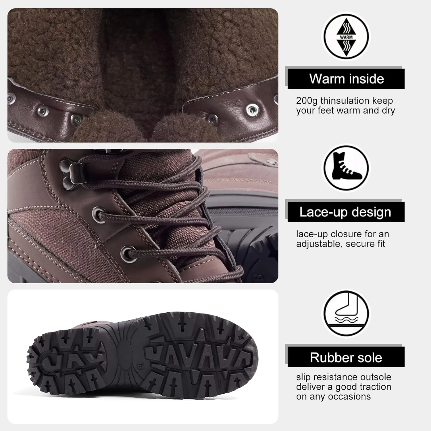 ALEADER Men's Waterproof Winter Snow Boots Thinsulate