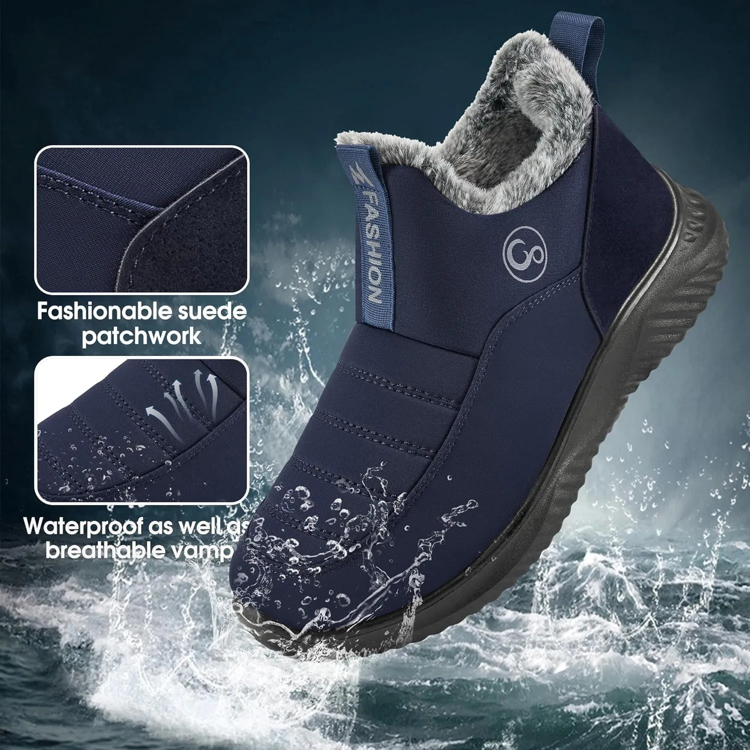 Alicegana Womens Snow Boots Winter Shoes Warm Fur Lined Ankle Booties Slip On Waterproof Boots Non Slip Women Boot