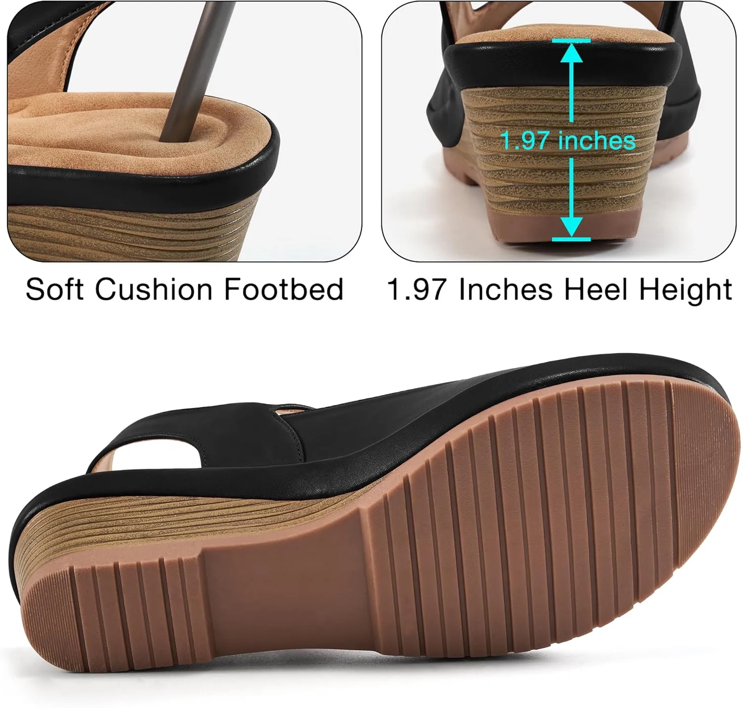 Alicegana Womens Wedge Sandals Comfortable Low Heel Dressy Summer Platform Shoes Ankle Strap Casual Non Slip Wedges