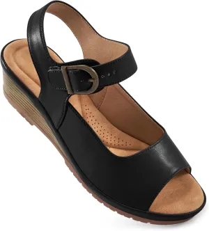 Alicegana Womens Wedge Sandals Comfortable Low Heel Dressy Summer Platform Shoes Ankle Strap Casual Non Slip Wedges