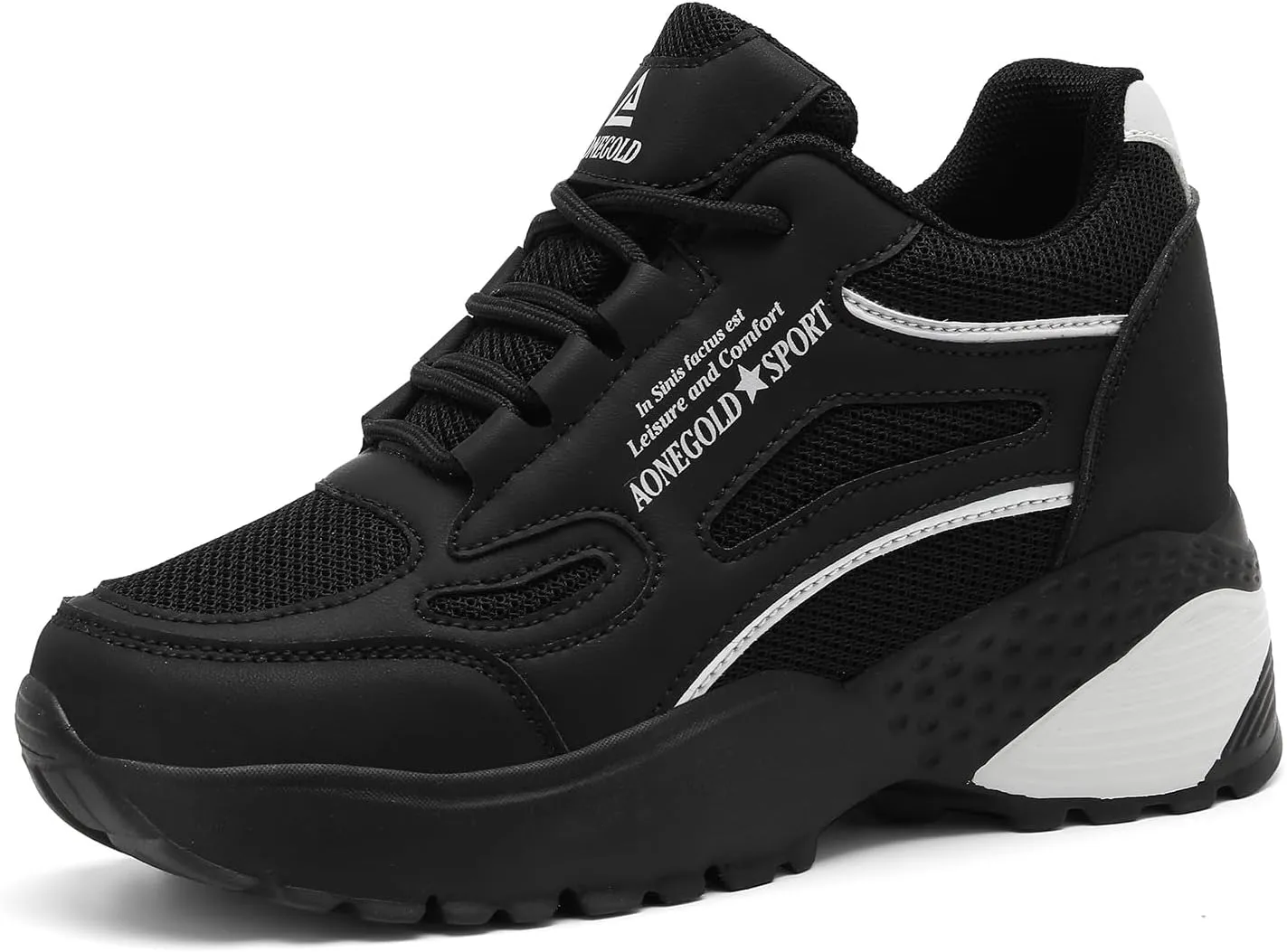 AONEGOLD Women's Fashion Sneakers for Mom Day Gifts Women's Platform Sneakers Wedges High Top Lace Up Shoes Increase Fashion Sneakers for Womens Girls