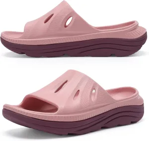 ARISIC Recovery Slides Sandals for Women Plantar Fasciitis Thick Cushion Orthotic Men Athletic Slides Lightweight Comfort Women Cloud Slippers Arch Support of Indoor Outdoor
