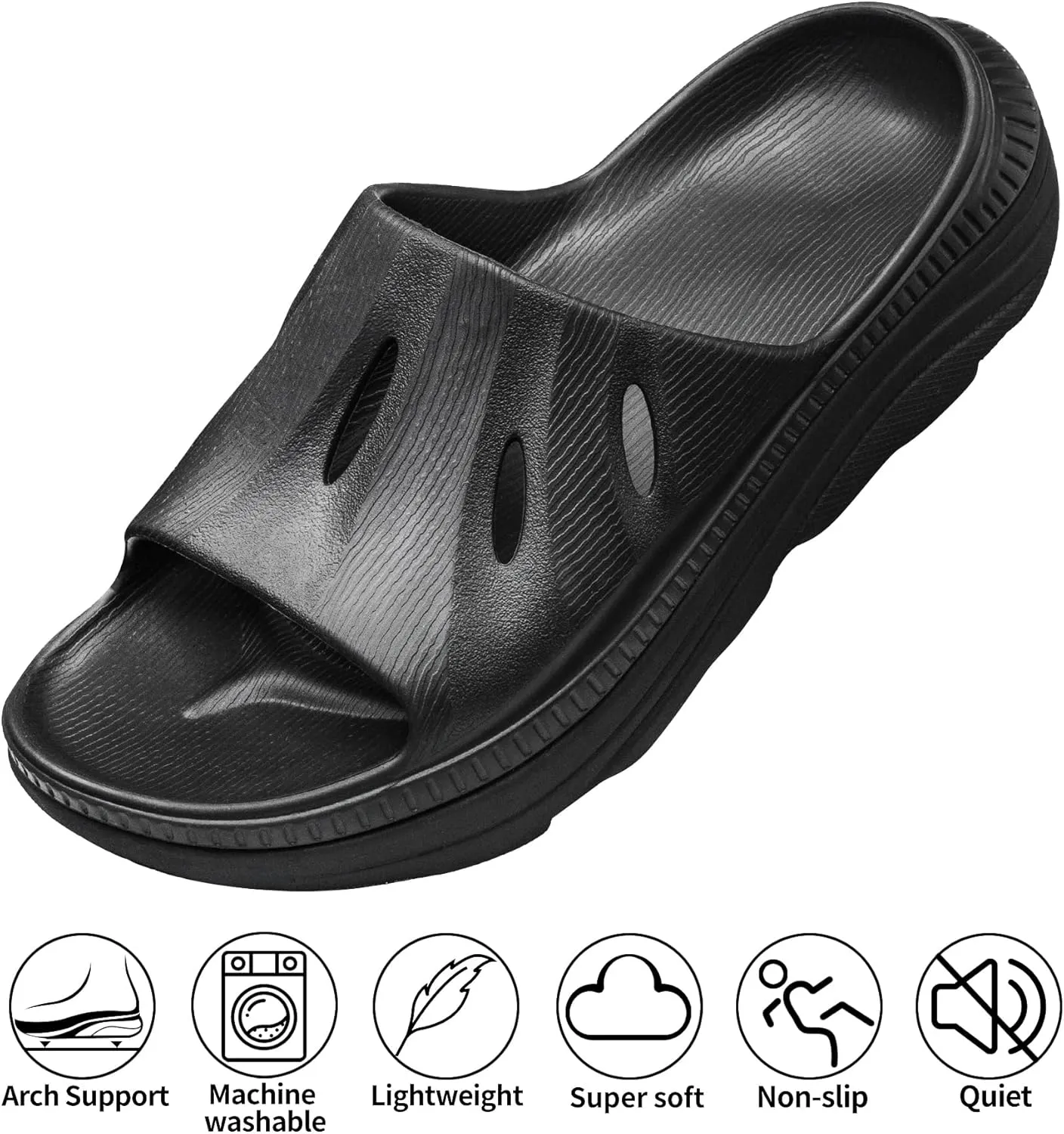 ARISIC Recovery Slides Sandals for Women Plantar Fasciitis Thick Cushion Orthotic Men Athletic Slides Lightweight Comfort Women Cloud Slippers Arch Support of Indoor Outdoor
