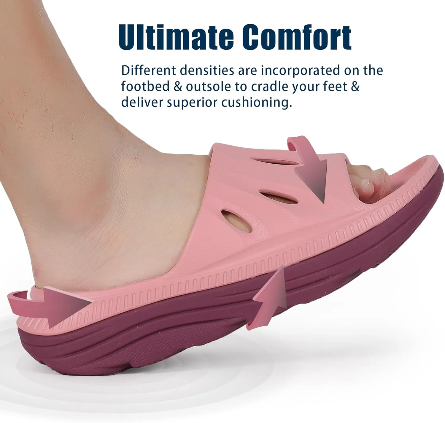 ARISIC Recovery Slides Sandals for Women Plantar Fasciitis Thick Cushion Orthotic Men Athletic Slides Lightweight Comfort Women Cloud Slippers Arch Support of Indoor Outdoor