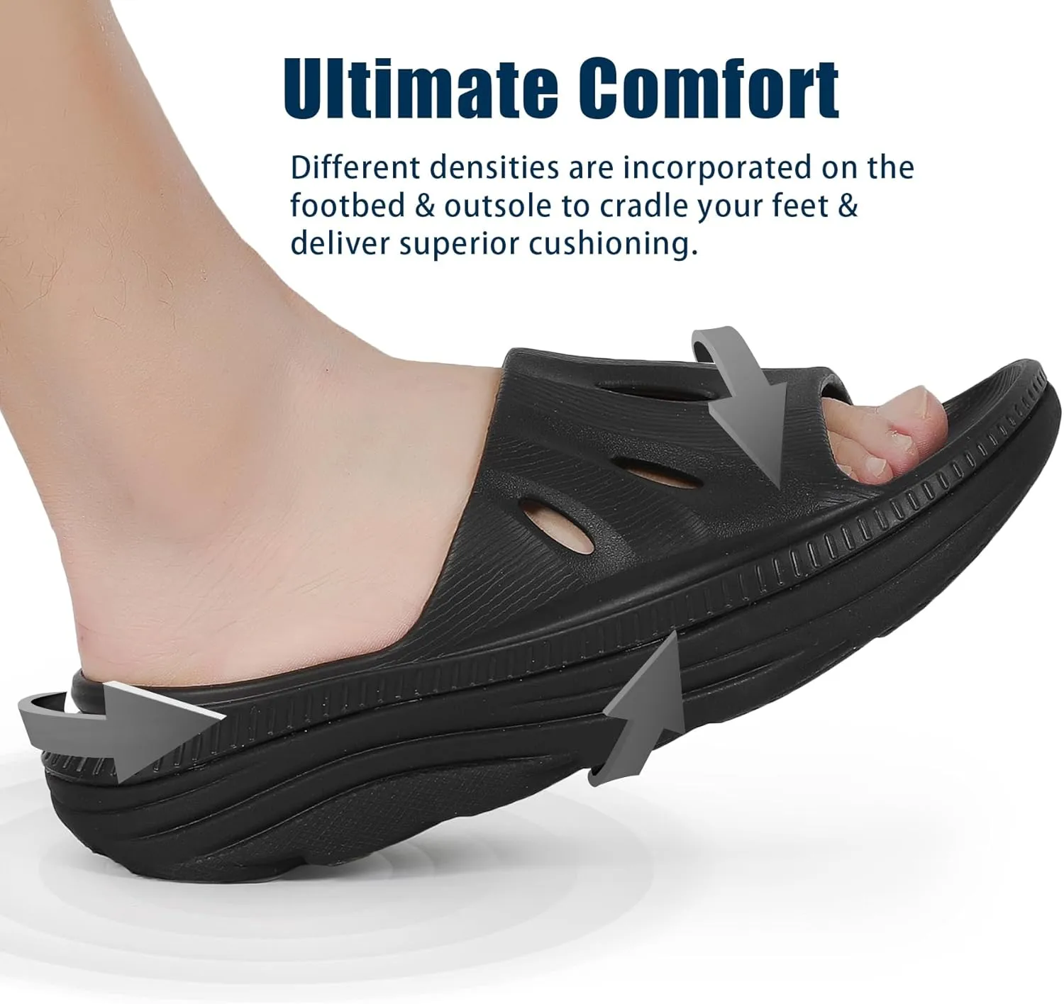 ARISIC Recovery Slides Sandals for Women Plantar Fasciitis Thick Cushion Orthotic Men Athletic Slides Lightweight Comfort Women Cloud Slippers Arch Support of Indoor Outdoor