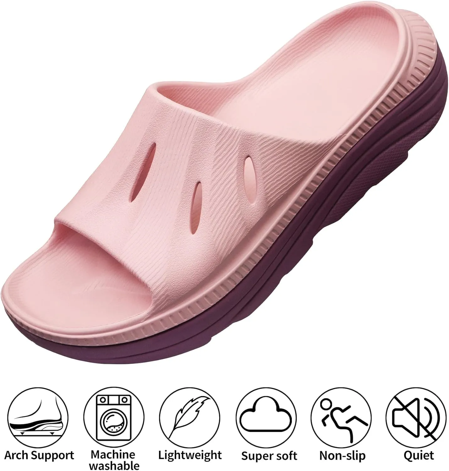 ARISIC Recovery Slides Sandals for Women Plantar Fasciitis Thick Cushion Orthotic Men Athletic Slides Lightweight Comfort Women Cloud Slippers Arch Support of Indoor Outdoor