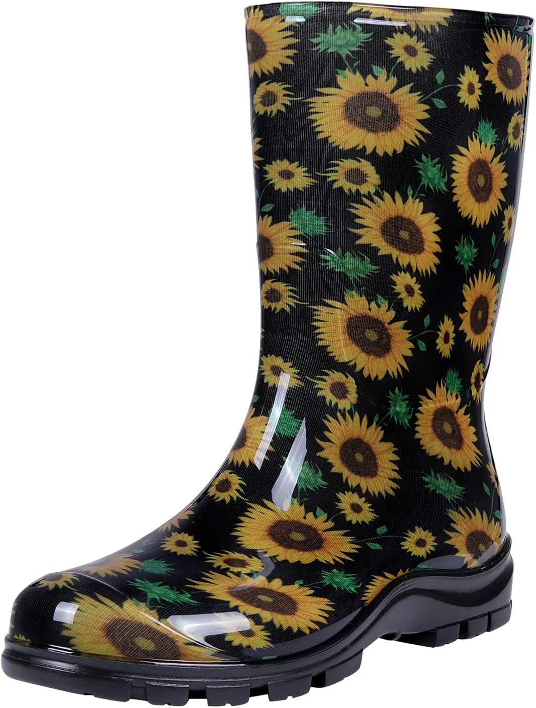 Asgard Women's Mid Calf Rain Boots Printed Waterproof Rubber Boots Short Garden Shose