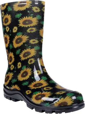 Asgard Women's Mid Calf Rain Boots Printed Waterproof Rubber Boots Short Garden Shose