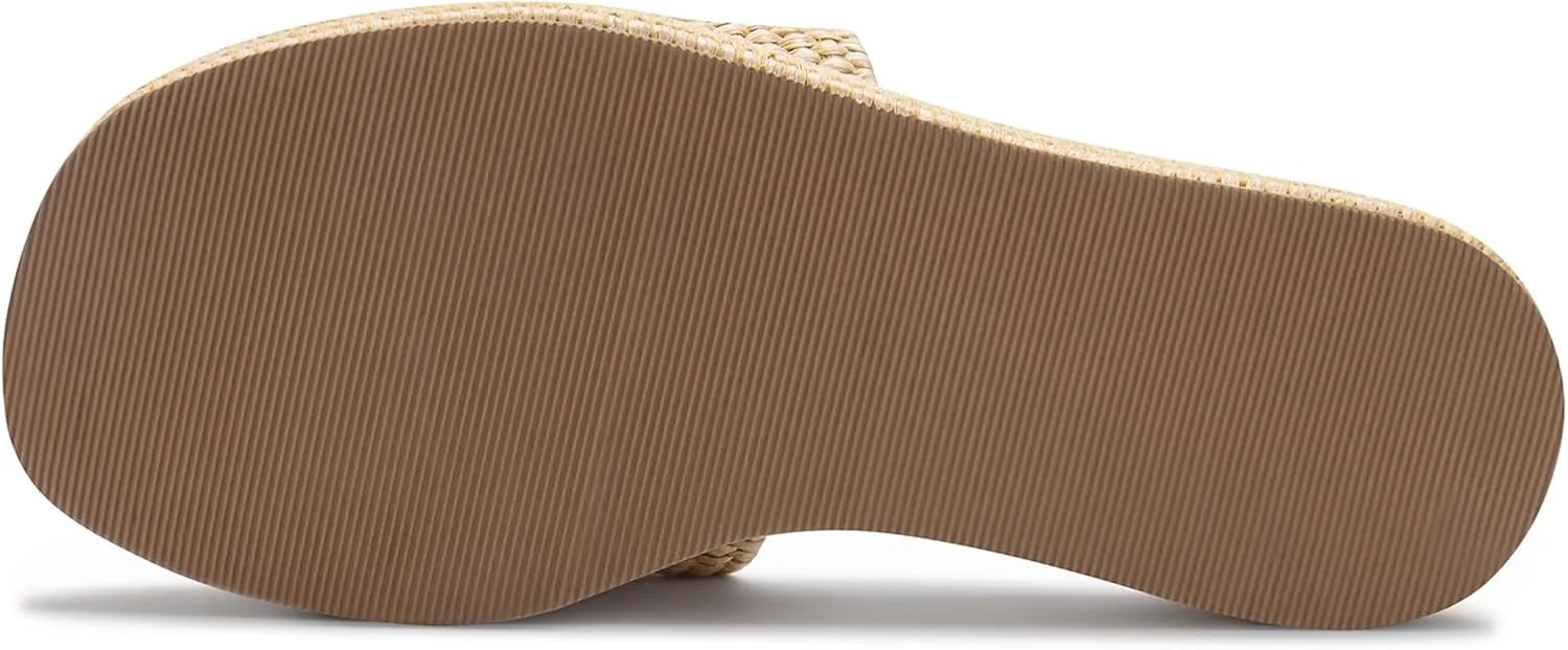 Athlefit Platform Sandals Women Comfortable Open Toe Slip On Beach Raffia Sandals for Women Summer Casual