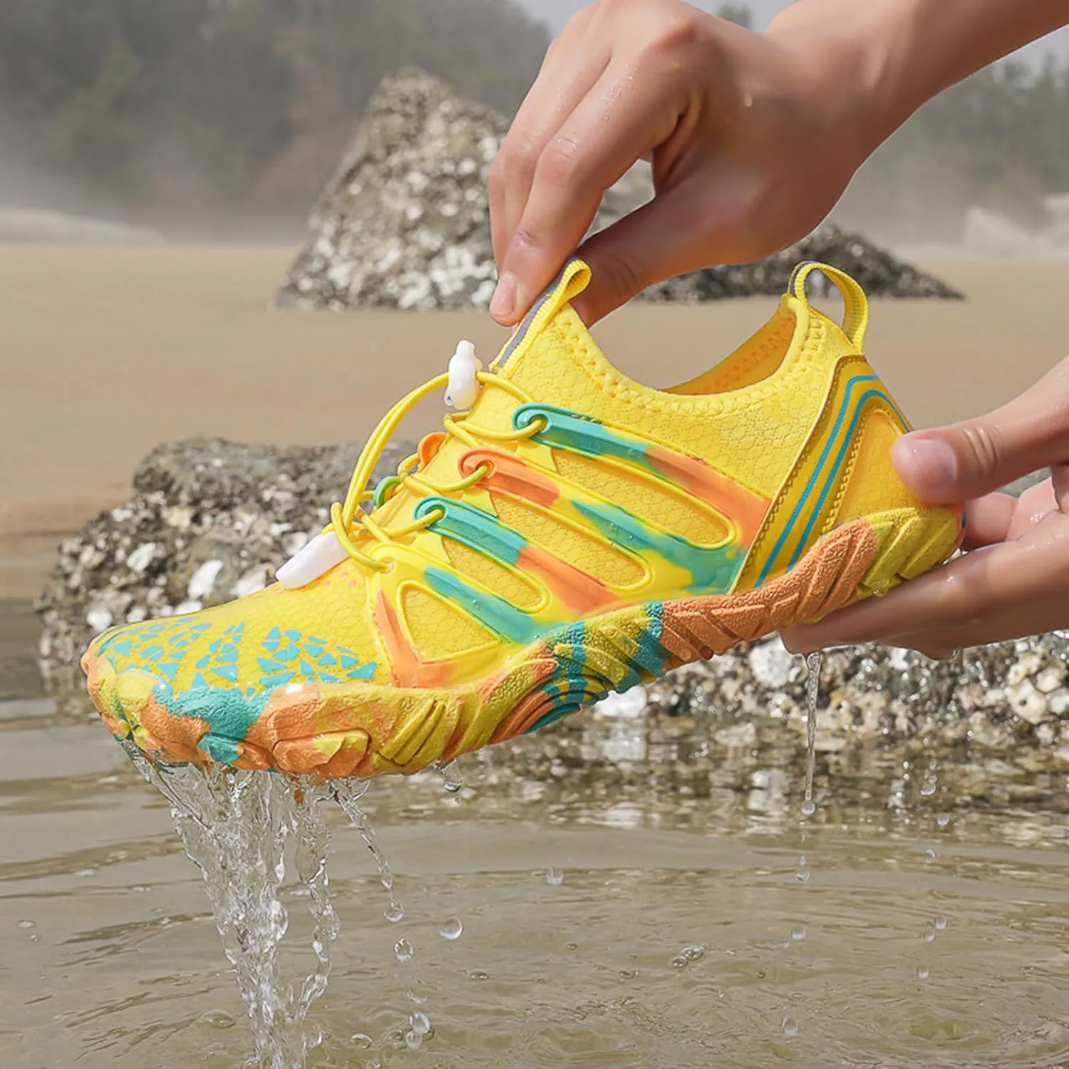 Barefoot Water Shoes for Women Men Wide Toe Quick-Dry Footwear Lightweight Mesh Breathable Aqua Shoes Beach Swim Yoga Exercise Surf Slip On Sneakers for Men Women