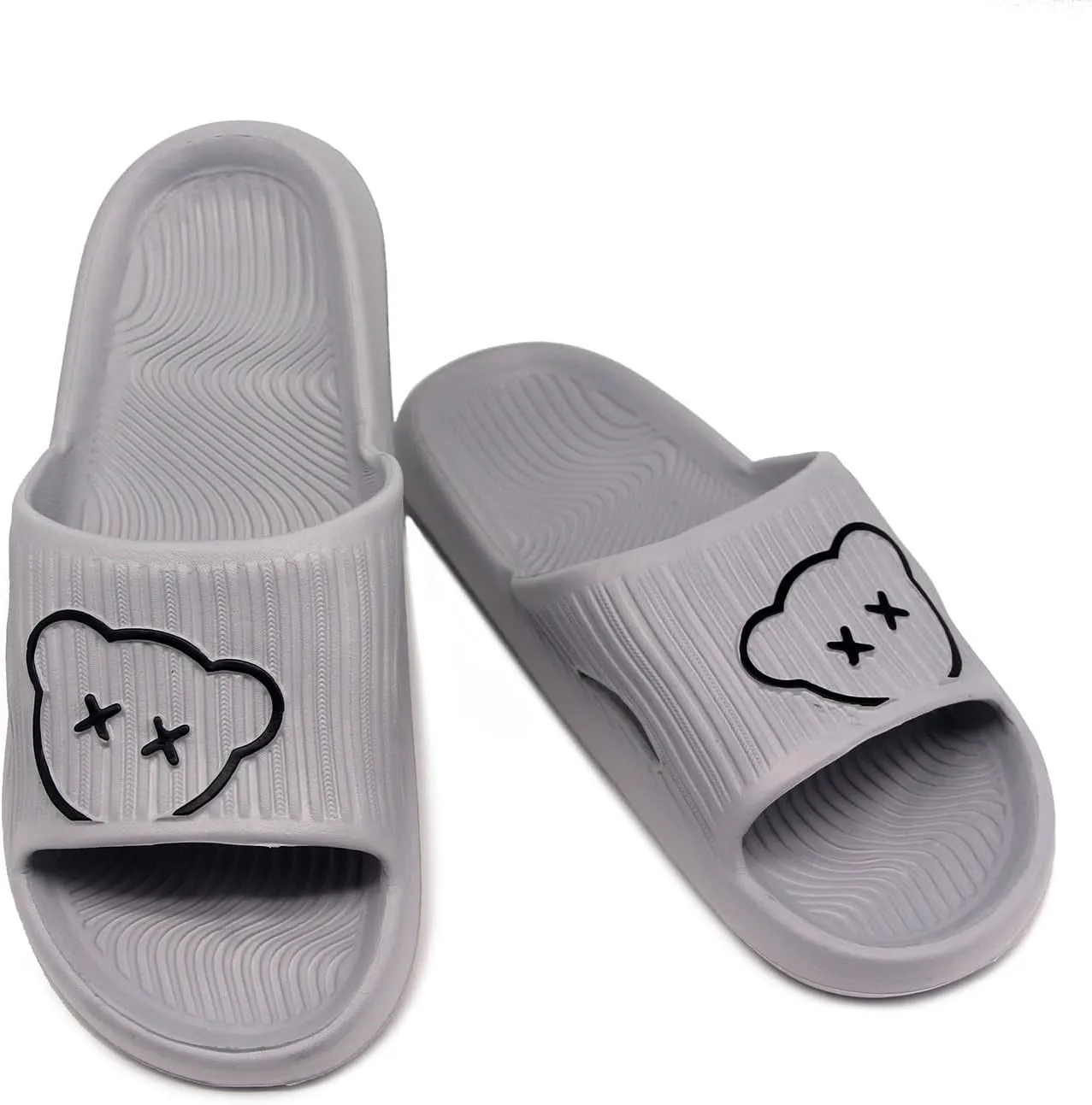 Bear Slides Smiley Face Sandals Slippers for Women and Men Ultra Comfort Non-Slip Shower Sandals Indoor and Outdoor Use Quick Drying Pool Party Home