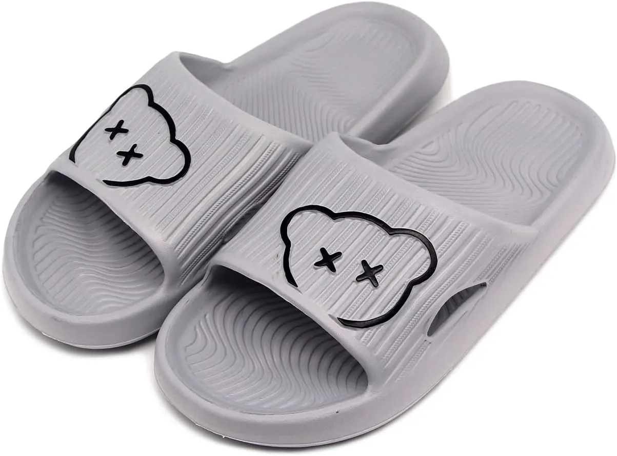 Bear Slides Smiley Face Sandals Slippers for Women and Men Ultra Comfort Non-Slip Shower Sandals Indoor and Outdoor Use Quick Drying Pool Party Home