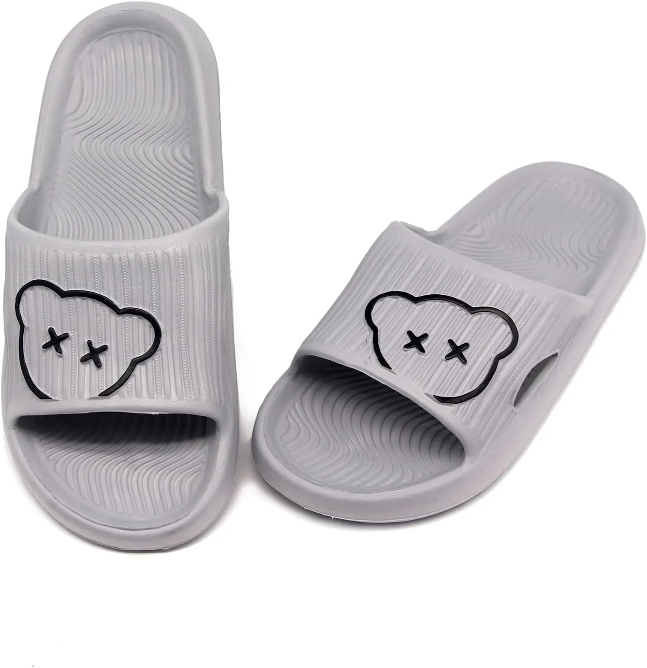 Bear Slides Smiley Face Sandals Slippers for Women and Men Ultra Comfort Non-Slip Shower Sandals Indoor and Outdoor Use Quick Drying Pool Party Home