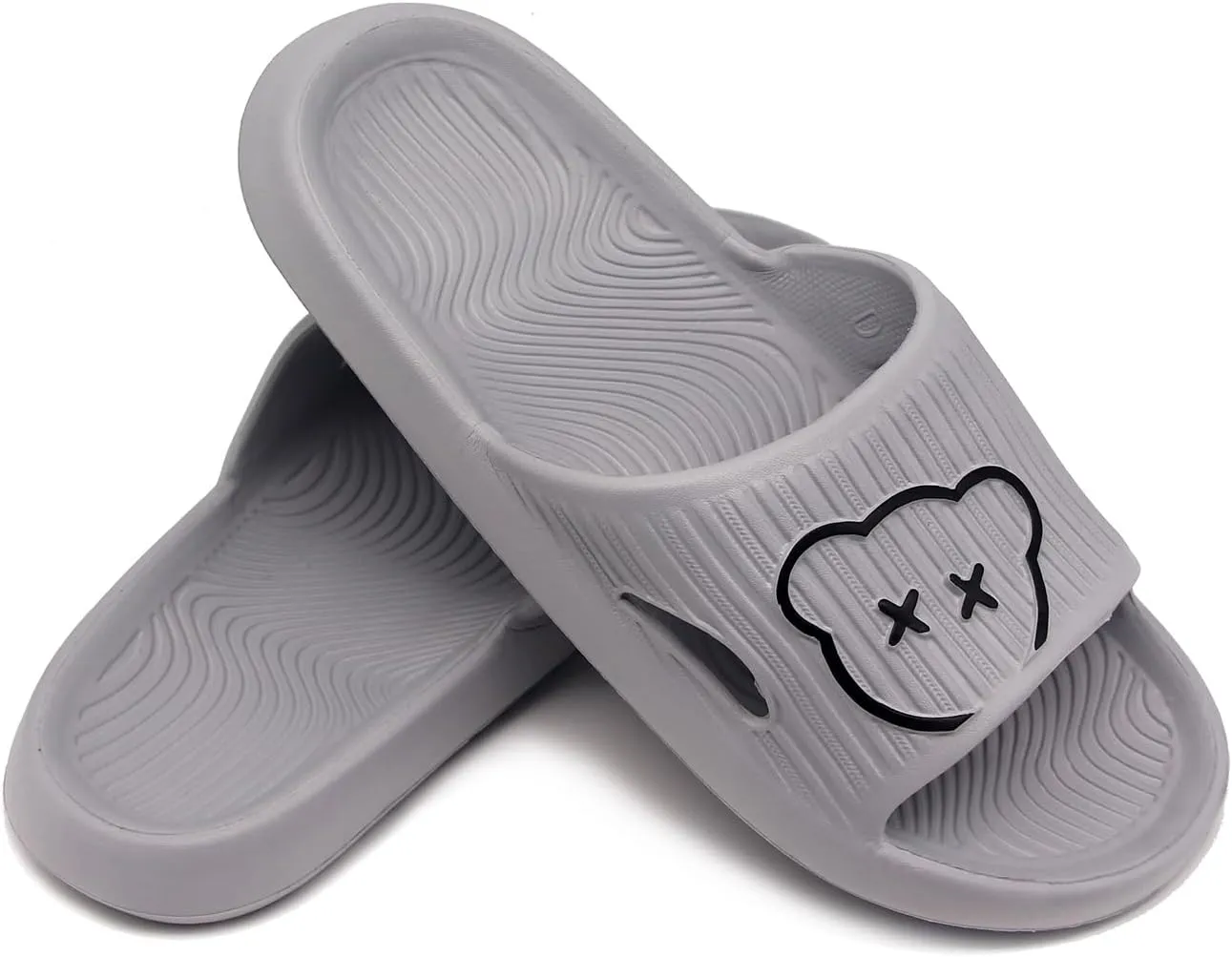 Bear Slides Smiley Face Sandals Slippers for Women and Men Ultra Comfort Non-Slip Shower Sandals Indoor and Outdoor Use Quick Drying Pool Party Home