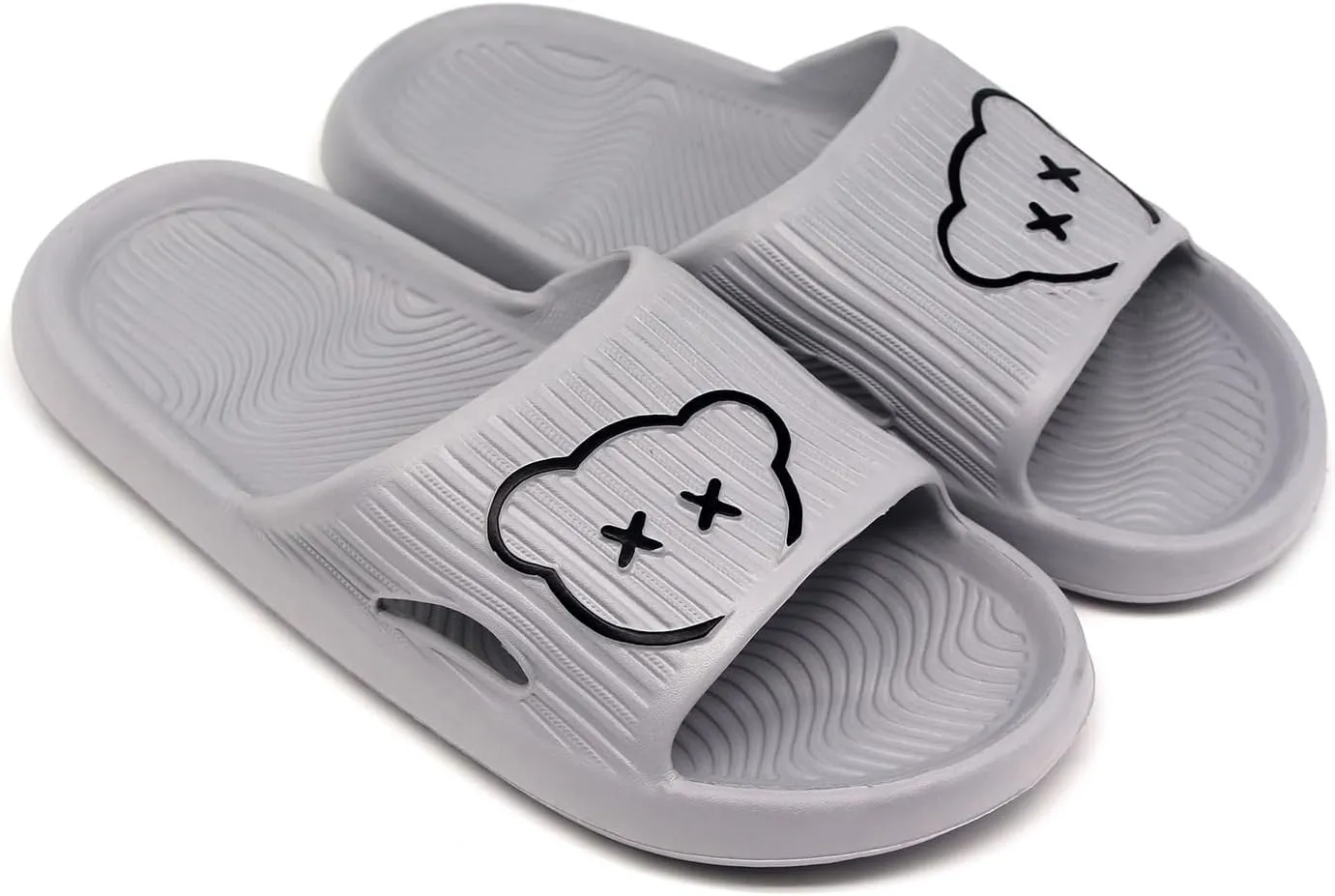 Bear Slides Smiley Face Sandals Slippers for Women and Men Ultra Comfort Non-Slip Shower Sandals Indoor and Outdoor Use Quick Drying Pool Party Home