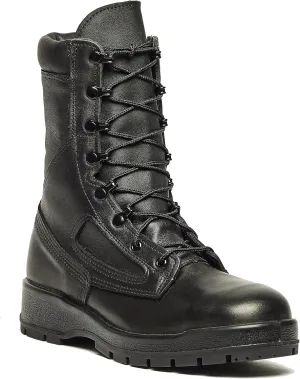 Belleville F495 ST 8 Inch US Navy General Purpose EH Rated Steel Toe Boots for Women - Black Leather with FOD Resisting Vibram Carrier Traction Outsole; Berry Compliant