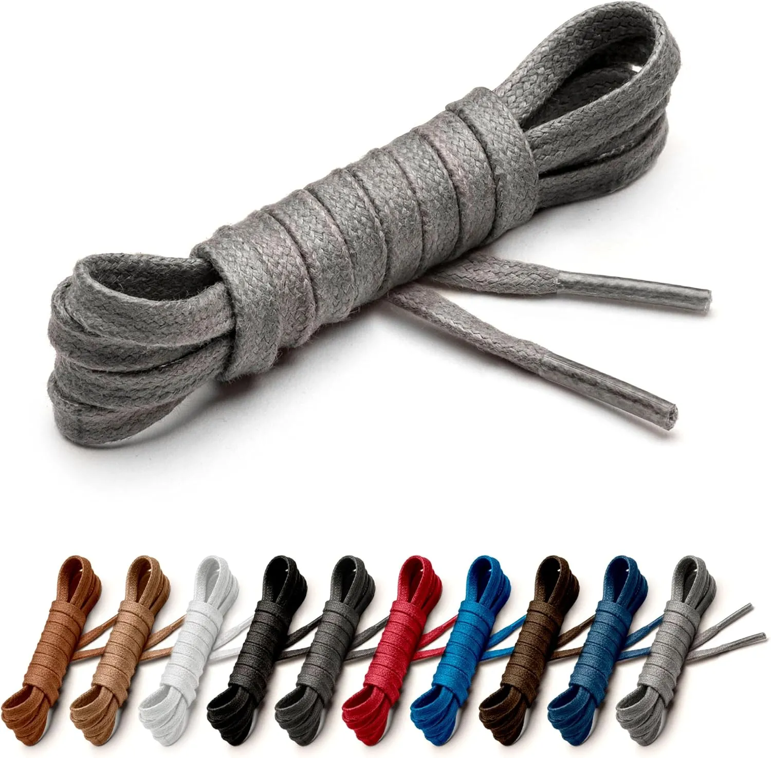 Benchmark Flat Dress Shoe Laces - Waxed Cotton Shoelaces for Boots and Shoes - Choice of Color & Length - 30”, 33” or 36”