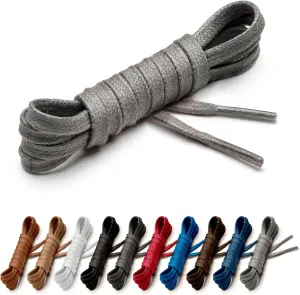 Benchmark Flat Dress Shoe Laces - Waxed Cotton Shoelaces for Boots and Shoes - Choice of Color & Length - 30”, 33” or 36”