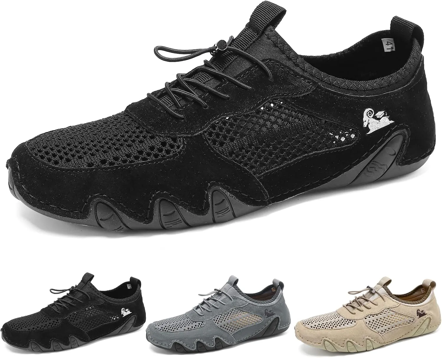 Boxpopla Men's Outdoor Mesh Trail Shoes for Hiking & Walking Slip-on Summer Sports Shoes Breathable Mesh Non-Slip Lightweight Casual Sneakers Camping & Driving