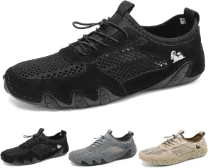 Boxpopla Men's Outdoor Mesh Trail Shoes for Hiking & Walking Slip-on Summer Sports Shoes Breathable Mesh Non-Slip Lightweight Casual Sneakers Camping & Driving