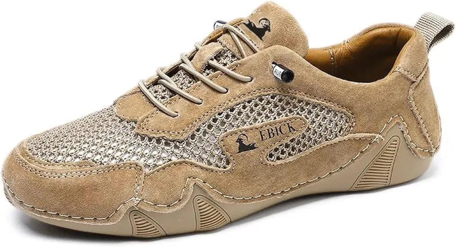 Boxpopla Women's Leather Outdoor Mesh Trail Shoes for Hiking & Walking Unisex Non-Slip Slip On Lightweight Sneakers Breathable Comfort Soft Summer Sports Driving Shoes