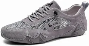 Boxpopla Women's Leather Outdoor Mesh Trail Shoes for Hiking & Walking Unisex Non-Slip Slip On Lightweight Sneakers Breathable Comfort Soft Summer Sports Driving Shoes