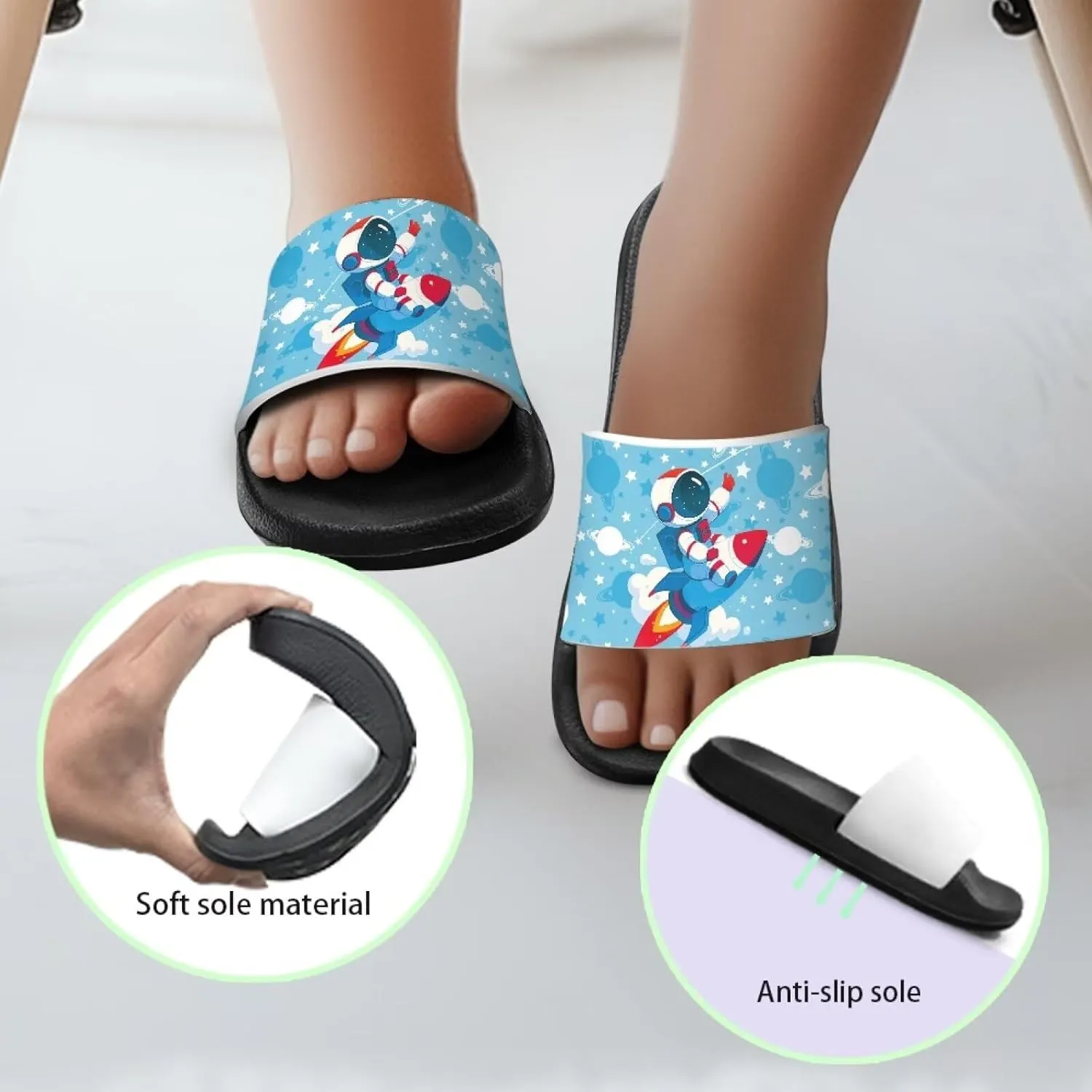 Boys Slide Sandals Kids Summer Slippers Slip On for Outdoor Beach Pool Shower (Little Kid/Big Kid)