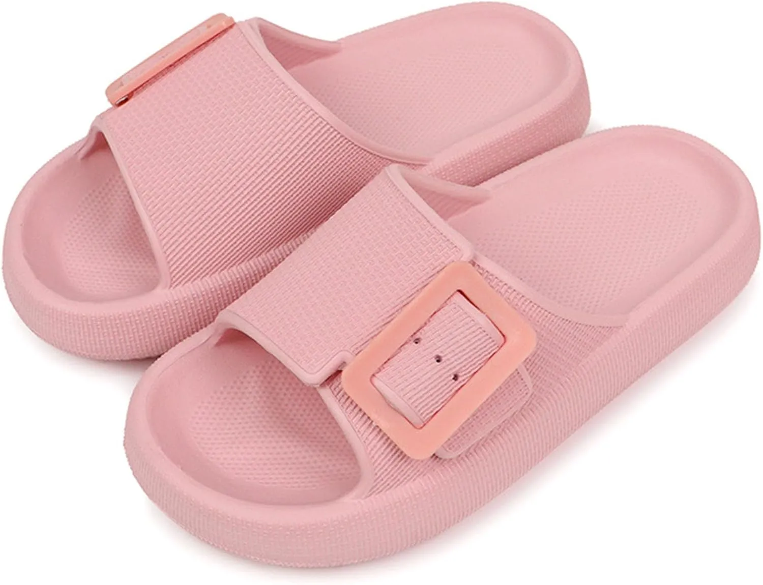 Buckle Rubber Arch Support Pillow Slippers Comfy Cloud Slippers Thick Sole EVA Soft Cushion Slides Open Toe Quick Drying Spa Bath Pool House Casual Shower Sandals Indoor Outdoor,Black 35-36