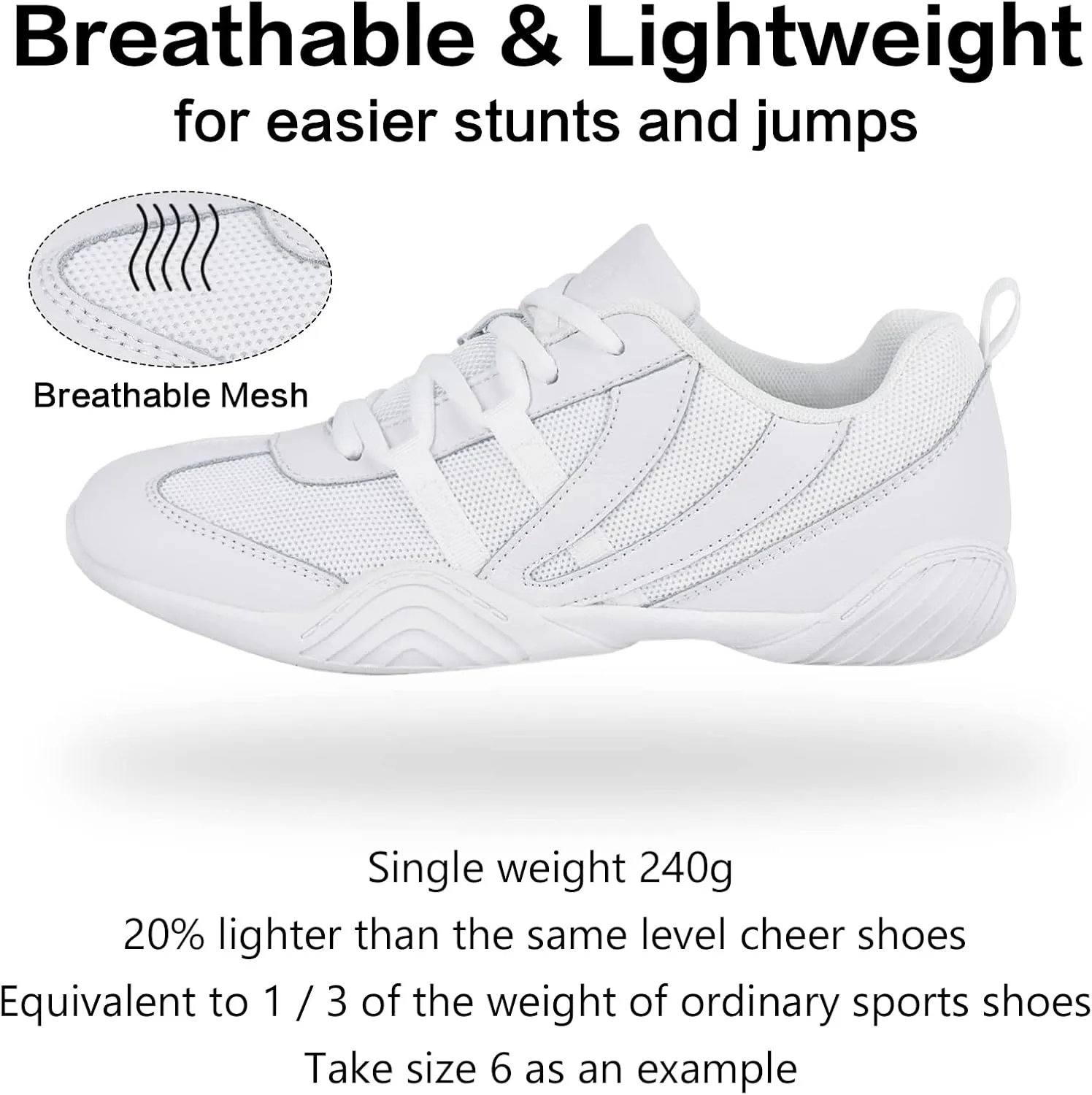 CADIDL Cheer Shoes for Women White Cheerleading Athletic Dance Shoes Girls Flats Tennis Walking Sneakers