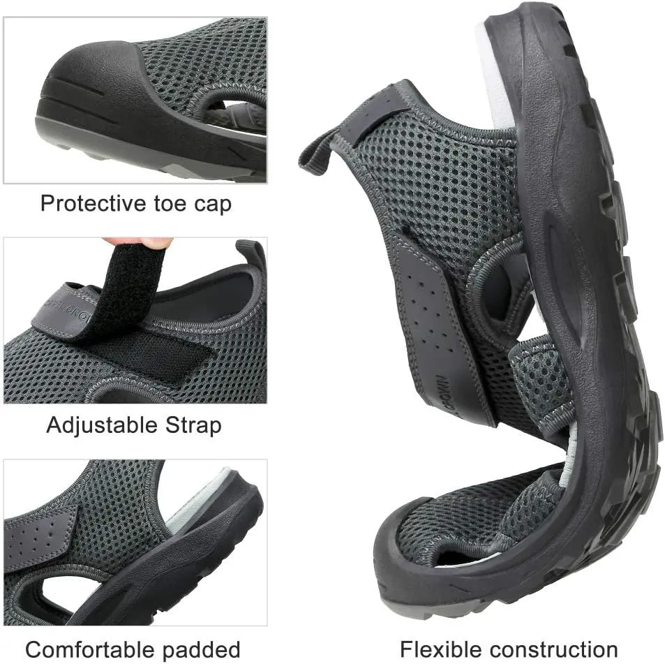 CAMEL CROWN Men's Mesh Hiking Sandals Closed-Toe Beach Sandal for Athletic Outdoor Summer Waterproof