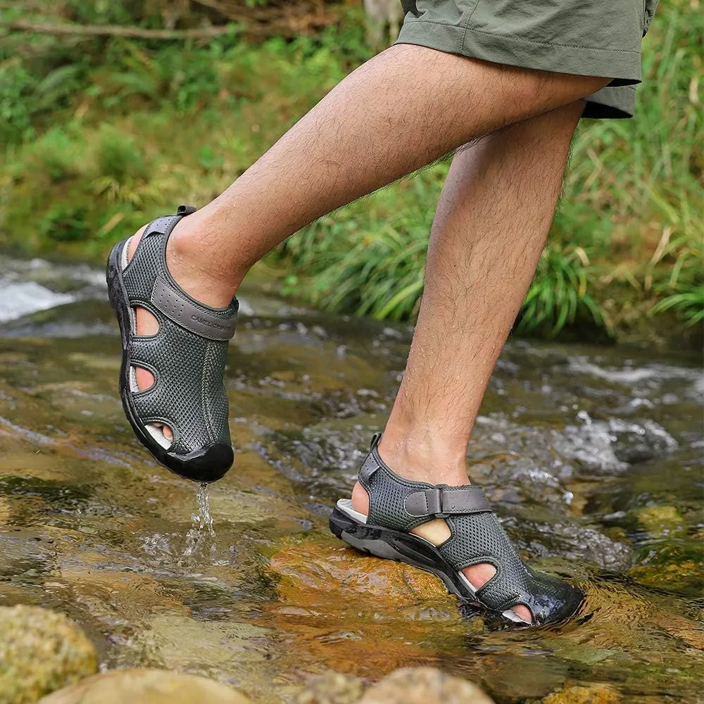 CAMEL CROWN Men's Mesh Hiking Sandals Closed-Toe Beach Sandal for Athletic Outdoor Summer Waterproof