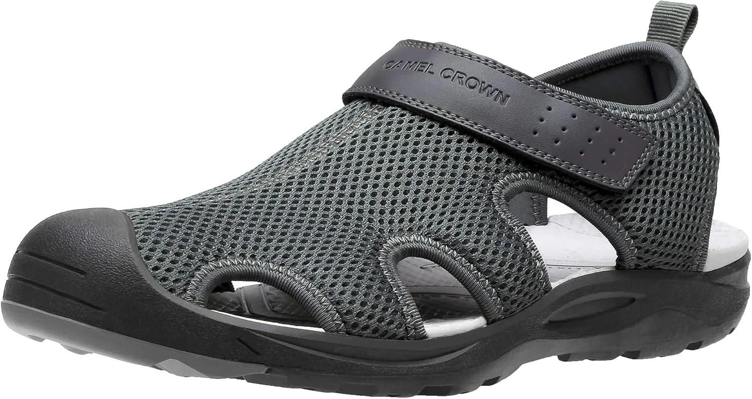 CAMEL CROWN Men's Mesh Hiking Sandals Closed-Toe Beach Sandal for Athletic Outdoor Summer Waterproof