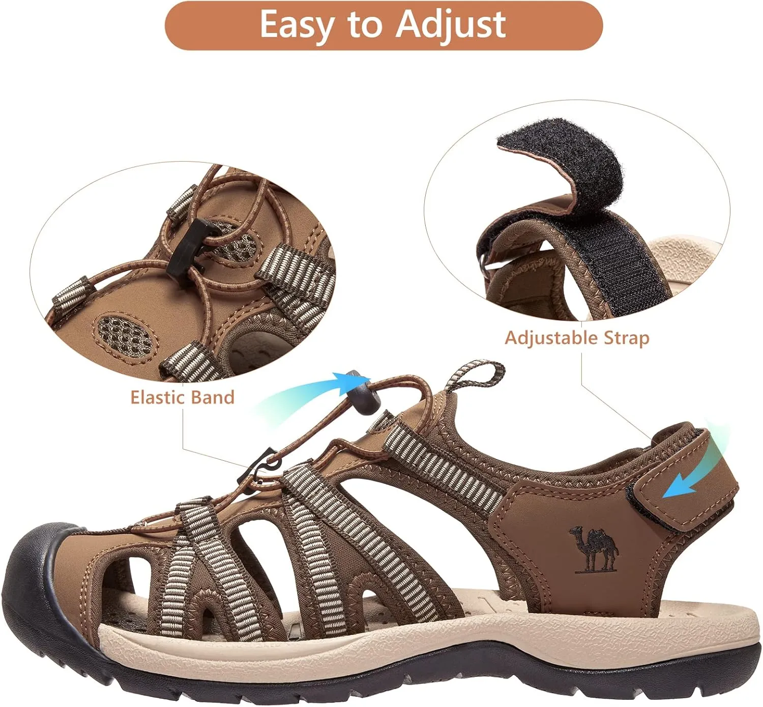 CAMELSPORTS Men's Hiking Sandals Closed Toe Outdoor Beach Sandal Waterproof Sport Fisherman Sandals Water Shoes