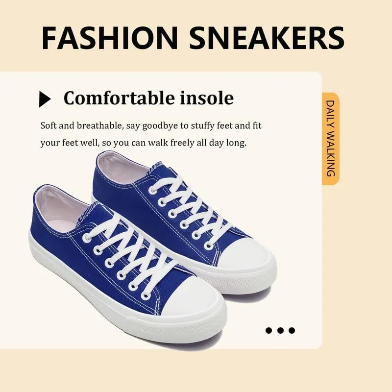 Canvas Shoes for Women Men Low Top Lace Up Sneakers Canvas Fashion Sneakers Classic Casual Walking Shoes Comfortable Breathable