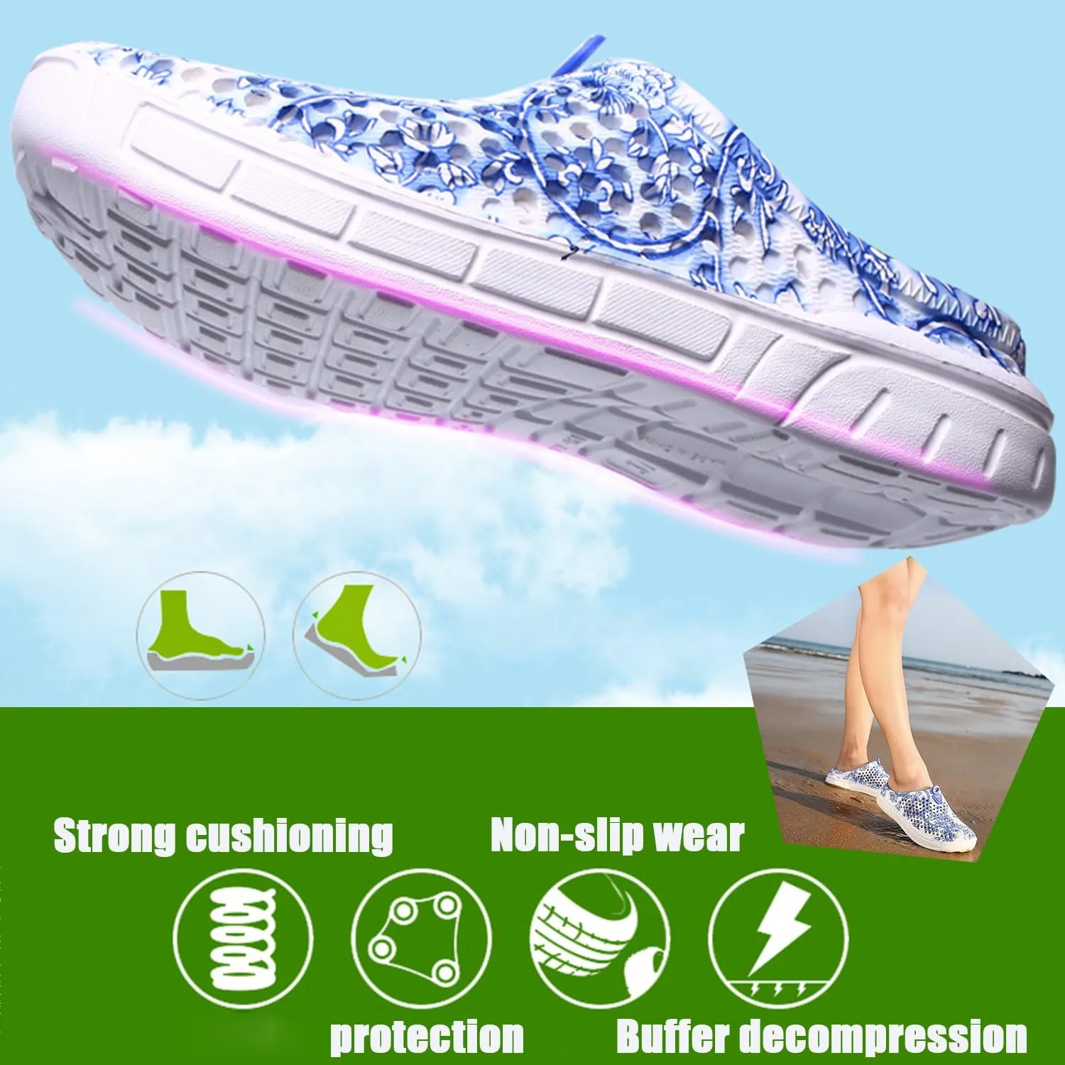 CERYTHRINA Women's Garden Clogs Shoes Breathable Quick Drying Sandals Slippers Beach Footwear