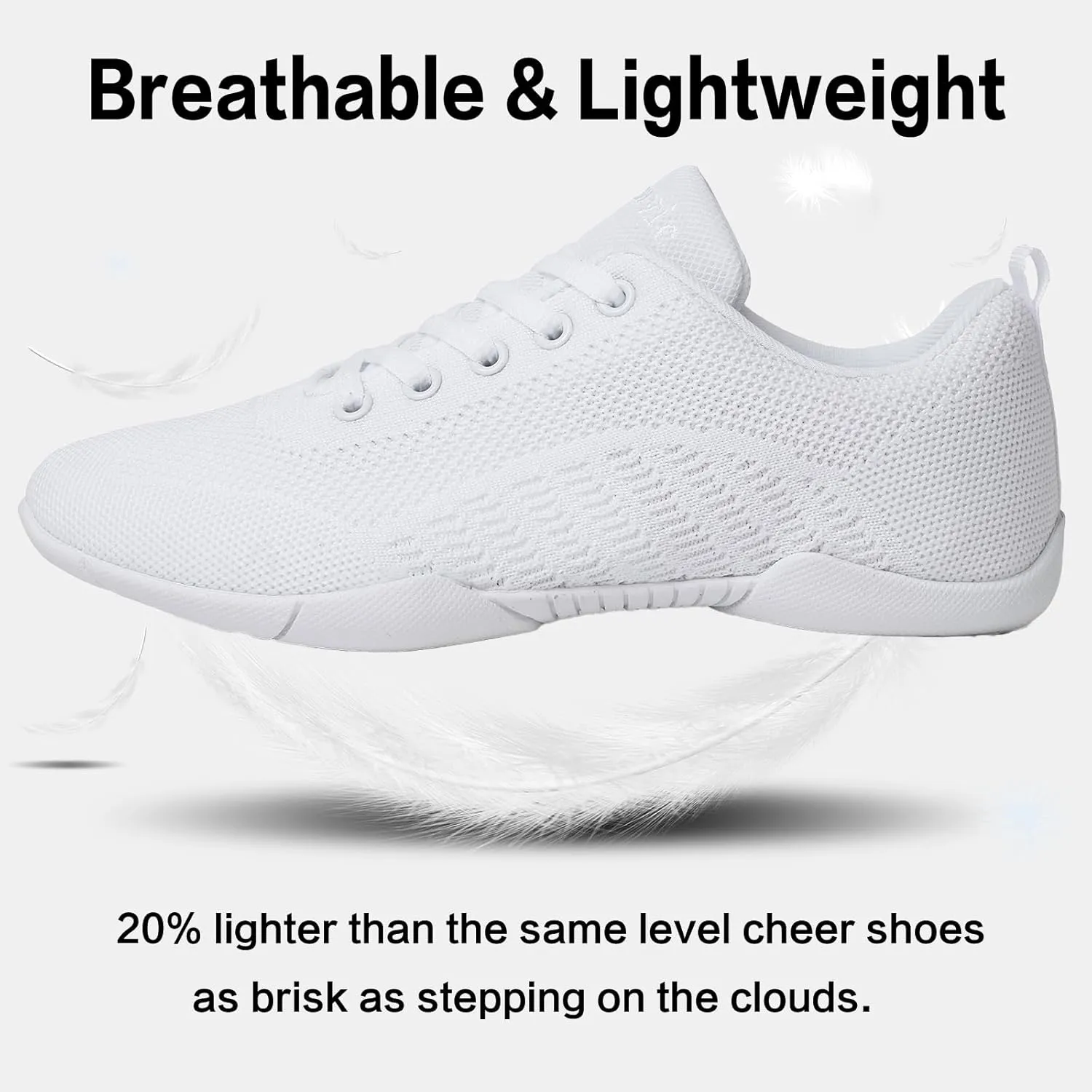 Cheer Shoes for Youth Girls White Cheerleading Athletic Dance Shoes Tennis Sneakers for Competition Sport Training