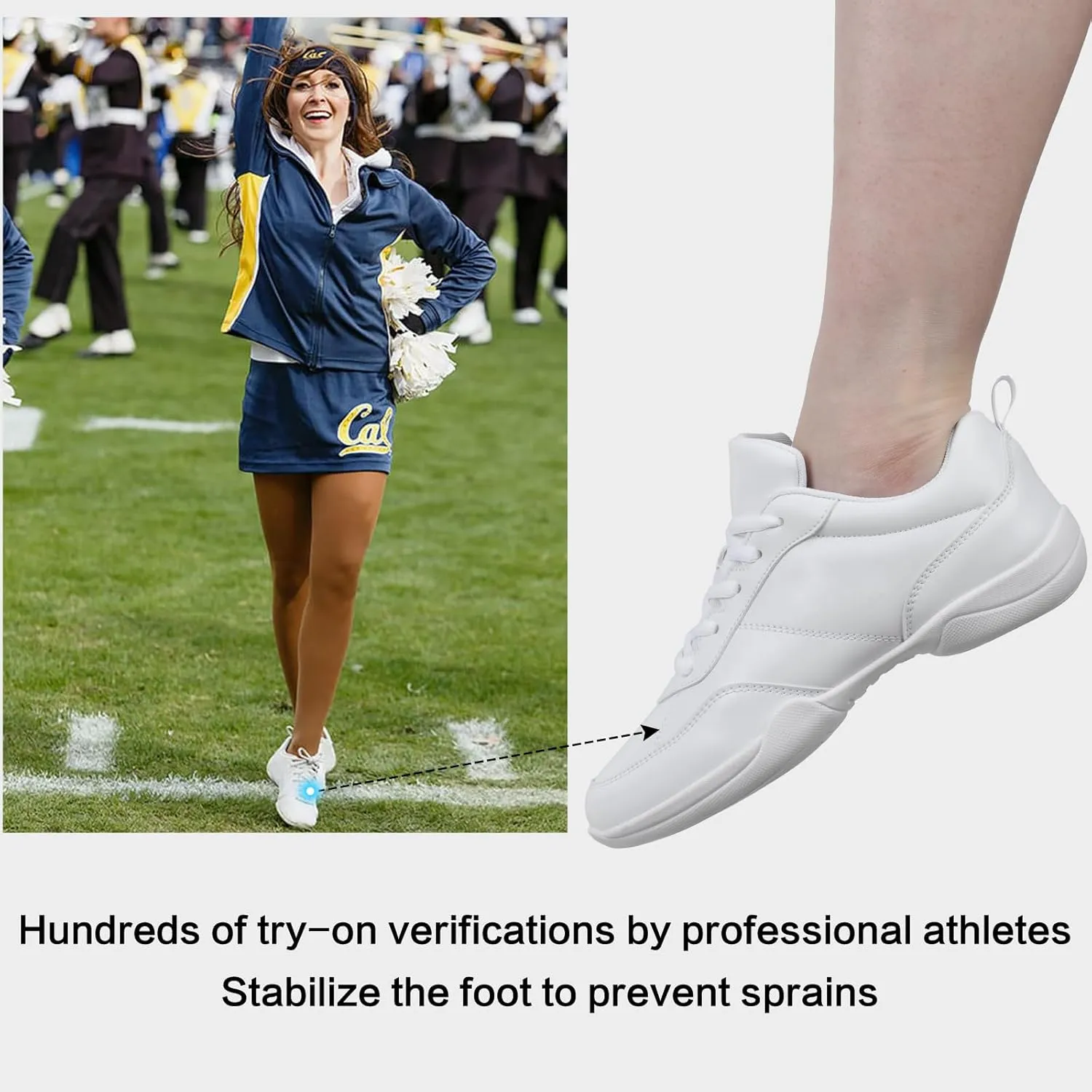 Cheer Shoes for Youth Girls White Cheerleading Athletic Dance Shoes Tennis Sneakers for Competition Sport Training