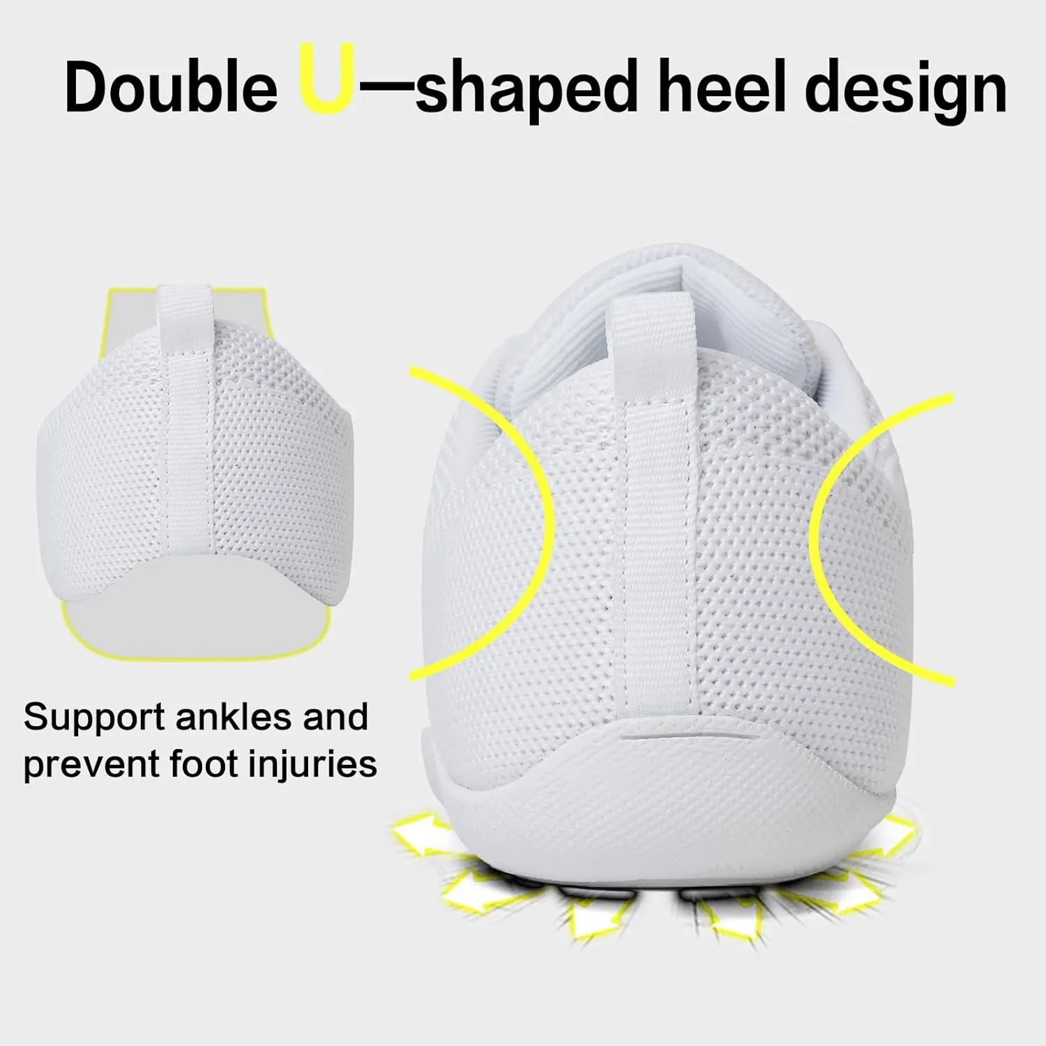 Cheer Shoes for Youth Girls White Cheerleading Athletic Dance Shoes Tennis Sneakers for Competition Sport Training