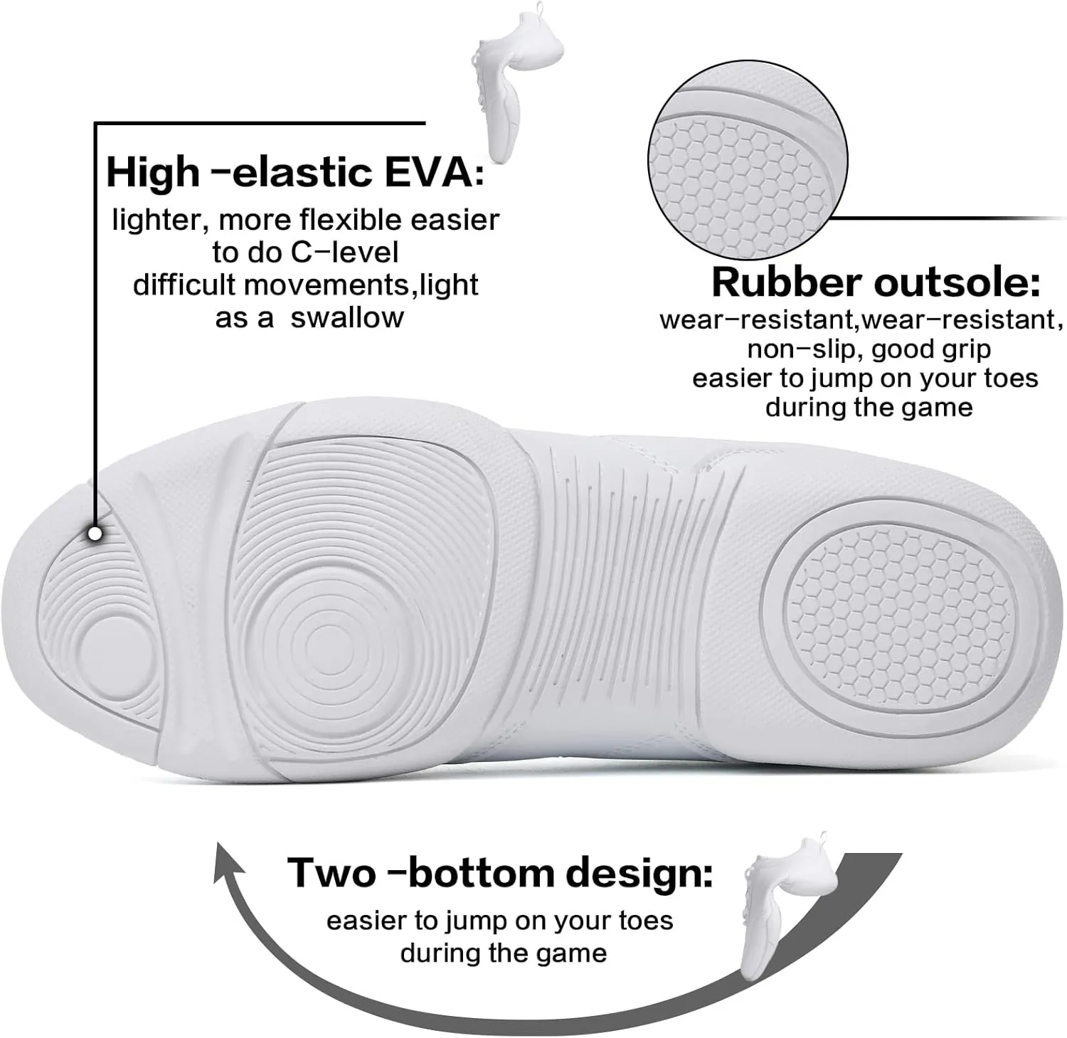 Cheer Shoes for Youth Girls White Cheerleading Athletic Dance Shoes Tennis Sneakers for Competition Sport Training