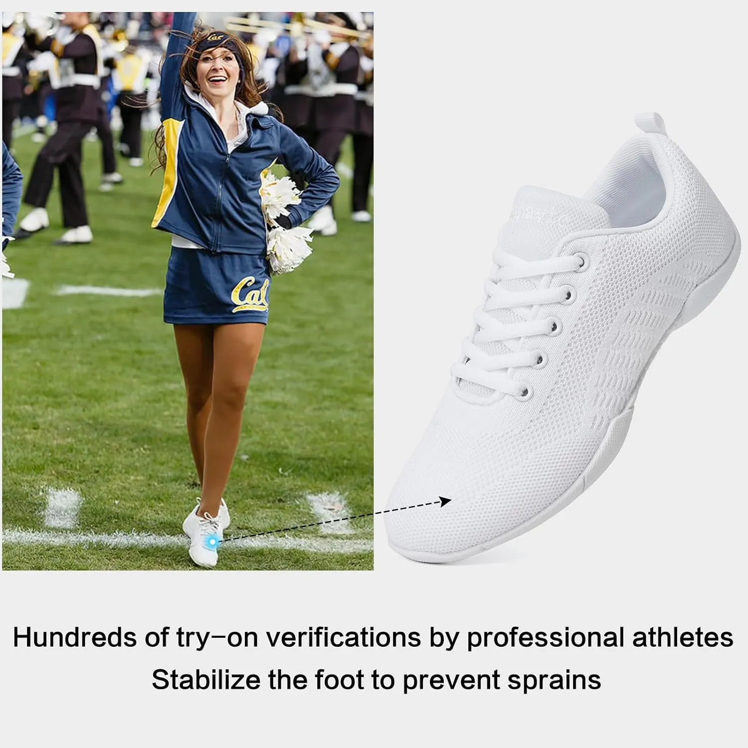 Cheer Shoes for Youth Girls White Cheerleading Athletic Dance Shoes Tennis Sneakers for Competition Sport Training