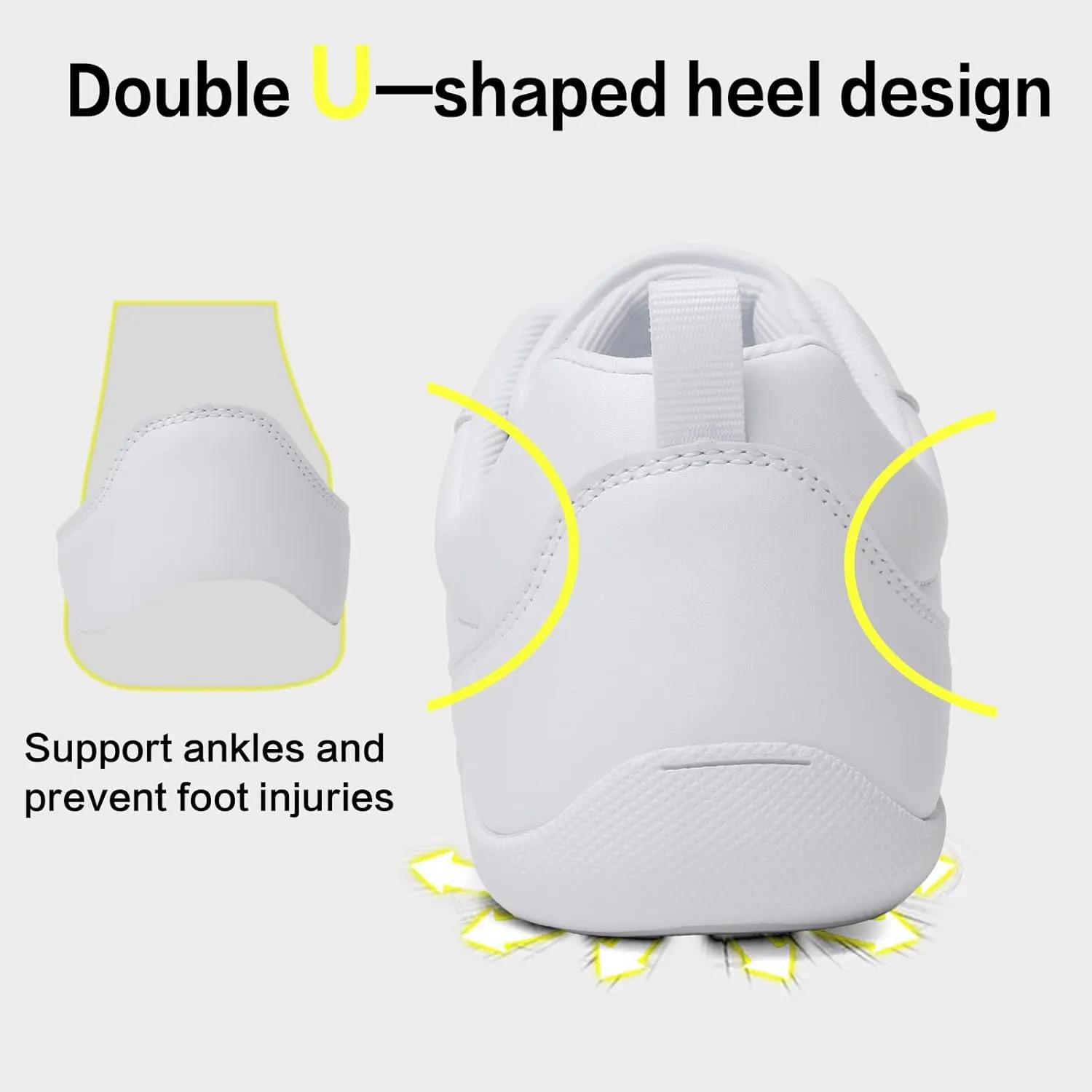 Cheer Shoes for Youth Girls White Cheerleading Athletic Dance Shoes Tennis Sneakers for Competition Sport Training