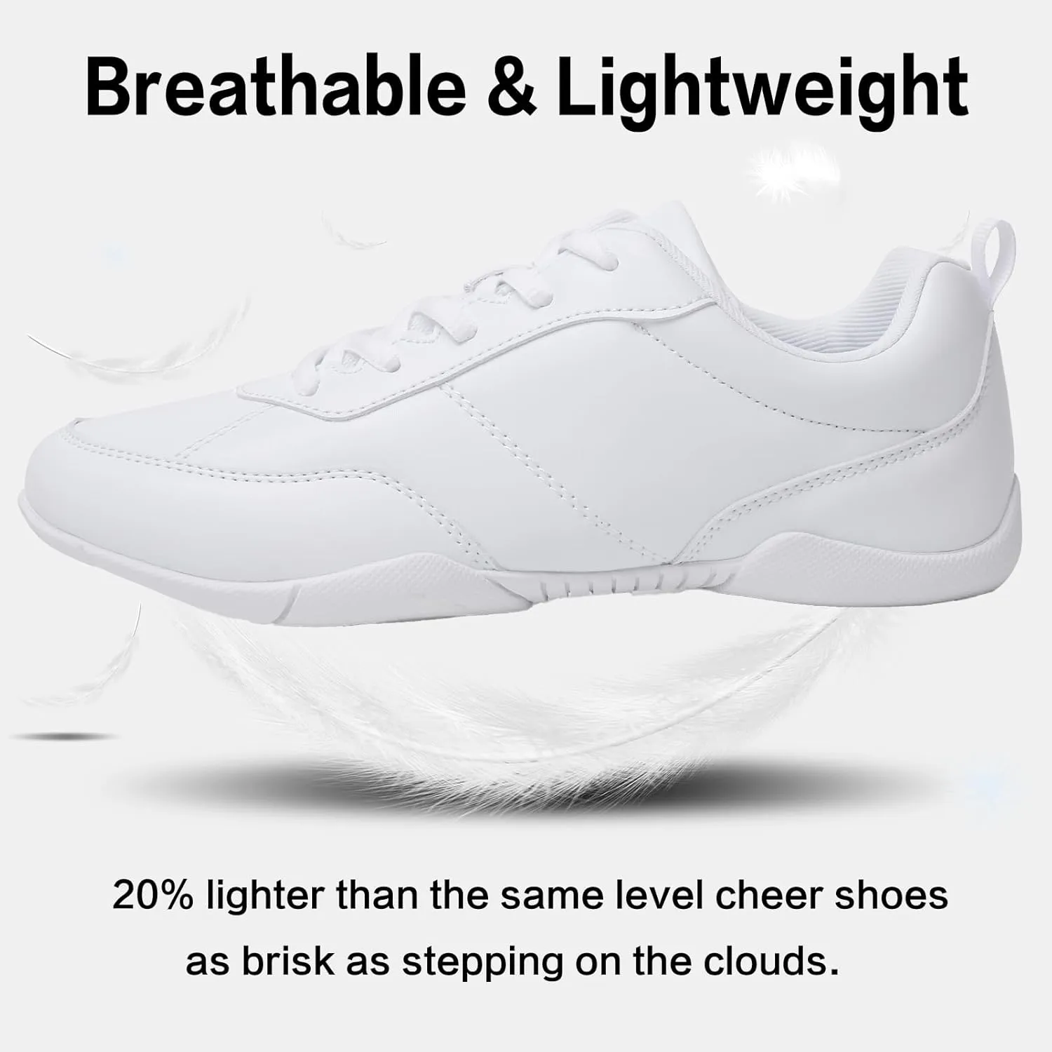 Cheer Shoes for Youth Girls White Cheerleading Athletic Dance Shoes Tennis Sneakers for Competition Sport Training